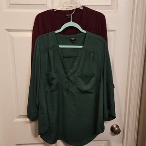 torrid Forest Green V-Neck Pocket Blouse